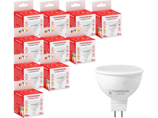 Лампа светодиодная Thomson TH-B2049 10Вт цок.:GU5.3 рефлек. 220B 3000K св.свеч.бел.теп. MR16 (упак.:10шт) (TH-B2049-10)
