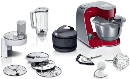 Кухонная машина Bosch MUM5X720 планетар.вращ. 1000Вт красный/серый