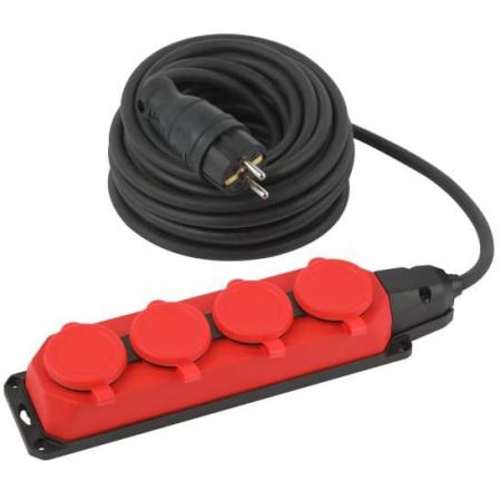 ЭРА Удлинитель силовой UK4e3x1,510mIP44(KG) с заземлением 4 розетки каучук 10м КГ 3x1,5мм2 IP44 Б0057586