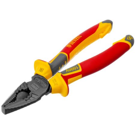 Плоскогубцы комбинированные, диэлектрические трехкомпонентные рукоятки до 1000 В, 180 мм// Denzel