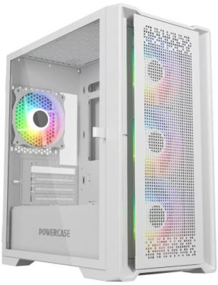 Powercase ByteFlow Micro White, Tempered Glass, 4х 120mm ARGB fans, ARGB HUB, белый, mATX  (CAMBFW-A4)