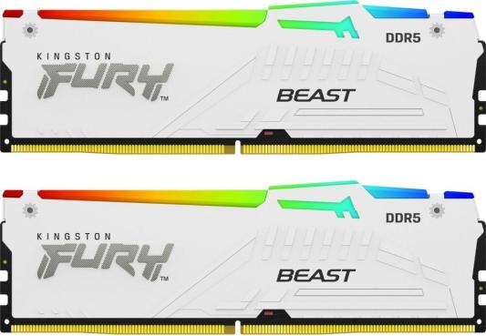Оперативная память для компьютера Kingston Fury Beast White RGB DIMM 64Gb DDR5 5200 MHz KF552C40BWAK2-64