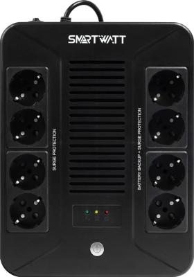 SMARTWATT линейно-интерактивный, 1000/600 ВА/Вт, напольный/настенный, LED индикация, Shuko CEE7/4 - 8 шт. (4 шт. с резервным питанием, 4 шт. - сетевой фильтр)