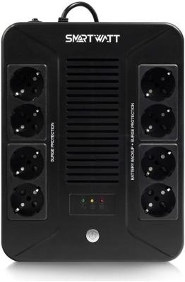 SMARTWATT линейно-интерактивный, 800/480 ВА/Вт, напольный/настенный, LED индикация, Shuko CEE7/4 - 8 шт. (4 шт. с резервным питанием, 4 шт. - сетевой фильтр)