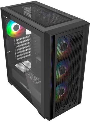 Powercase ByteFlow Black, Tempered Glass, 4x 120mm ARGB fans, ARGB HUB, чёрный, ATX  (CBFB-A4)