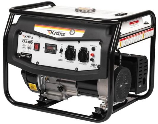 Kranz KR-16-1133 Генератор бензиновый KR3300, 3,3кВт, 230В, 15л, ручной стартер