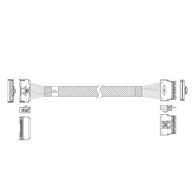 Кабель Amphenol RMC74-5874, MCIO x8 74P (прямой Straight Type) TO Slimline SAS x8 74P (SFF8654, прямой Straight Type) , 85 Ohm, L:100cm