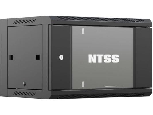 Шкаф коммутационный NTSS (NTSS-W6U6060GS-BL) настенный 6U 570x600мм пер.дв.стекл 60кг черный 19.5кг