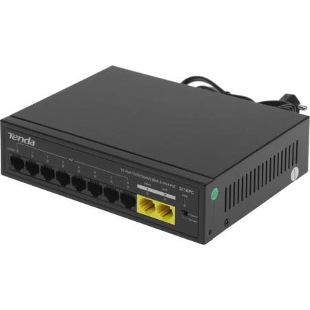 Tenda S110PC Коммутатор неуправляемый PoE, 10 портов, 10x100 Мбит/с, PoE 8х до 30 Вт, настольный