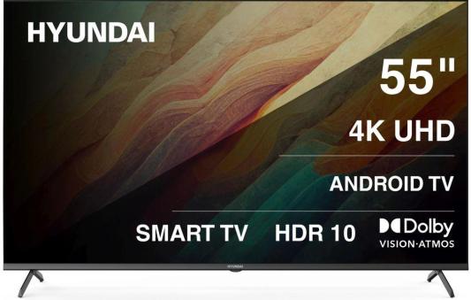 Телевизор LED Hyundai 55" H-LED55BU7009 Android TV Frameless Metal черный 4K Ultra HD 60Hz MEMC DVB-T DVB-T2 DVB-C DVB-S DVB-S2 USB WiFi Smart TV