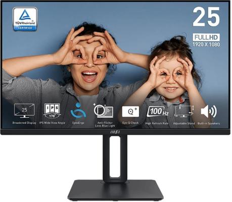 Монитор 24.5&quot; MSI PRO MP251P Black (IPS, 1920x1080, D-Sub+HDMI, 4 ms, 178°/178°, 300 cd/m, 1300:1 (100M:1), 100Hz, MM)