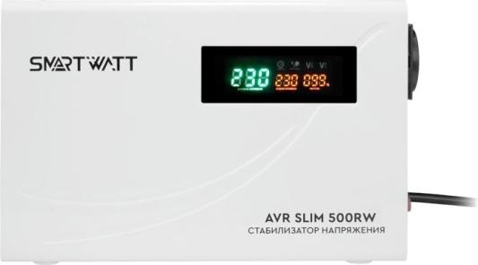 Настенный, стабилизатор напряжения SMARTWATT AVR SLIM 500RW (100W - 260W, 500VA, 0.5 кВт, 50 Гц, розеток — 1, LED-диспле