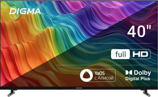 Телевизор LED Digma 40" DM-LED40SBB33 Яндекс.ТВ Frameless черный FULL HD 60Hz DVB-T DVB-T2 DVB-C DVB-S DVB-S2 USB WiFi Smart TV