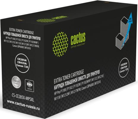 Картридж лазерный Cactus CS-CE285X-MPSXL CE285A/CB435A/Canon 725 черный (8000стр.) для HP Pro P1100/P1102/P1102W/P1102WHP/M1132/M1210/M1130/M1212NF/M1217NFW; Canon LBP6000/MF3010