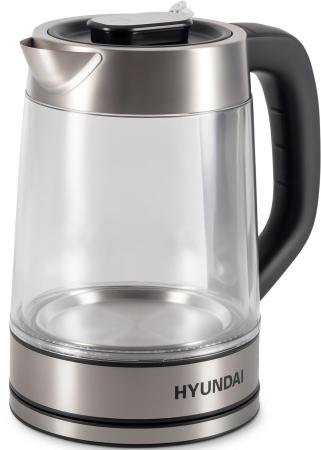 Чайник электрический Hyundai HYK-G4015 1.7л. 2200Вт черный/серебристый корпус: стекло