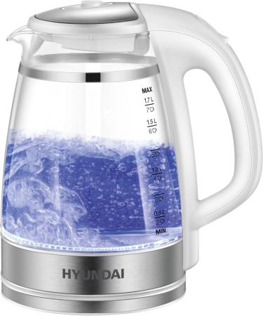 Чайник электрический Hyundai HYK-G3506 1.7л. 2200Вт белый/серебристый корпус: стекло