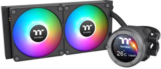 Жидкостная система охлаждения Thermaltake CL-W416-PL14SW-A All-In-One Liquid Cooler System/ARGB Fan 140*2/PWM 500-1800 rpm/Water Block 2.1 inch LCD