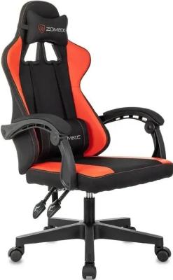 Кресло игровое Zombie Rudger черный/красный ткань/эко.кожа крестов. пластик