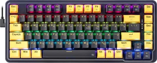 Игровая клавиатура REDRAGON ELF чёрно-жёлтая (USB, Redragon+Melt Gold, 82 кл ., RGB)