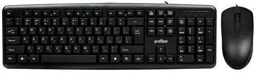 Клавиатура+мышь проводная Aceline KM-1208U черный кнопок мыши - 3 шт, оптическая светодиодная, USB