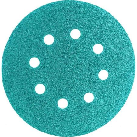 SUNMIGHT Шлифовальный круг L312TV 125мм на липучке, 8 отв, зелёный, P 80, 100 шт 53206