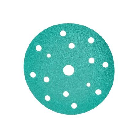 SUNMIGHT Шлифовальный круг L312TV 150мм на липучке, 15 отв, зелёный, P80, 100 шт 53006