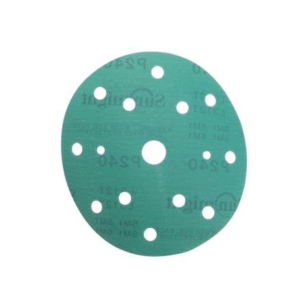 SUNMIGHT Шлифовальный круг L312TV 150мм на липучке, 15 отв, зелёный, P240, 100 шт 53012