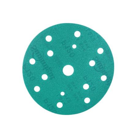 SUNMIGHT Шлифовальный круг L312TV 150мм на липучке, 15 отв, зелёный, P120, 100 шт 53008