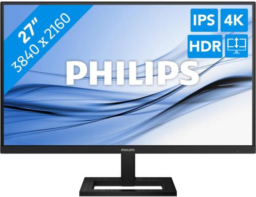 МОНИТОР 27" PHILIPS 27E1N1900AE/00 Black (4K, IPS, 3840x2160, 4 ms, 178°/178°, 350 cd/m, 1000:1, +2xHDMI 2.0,+2xUSB 3.2)