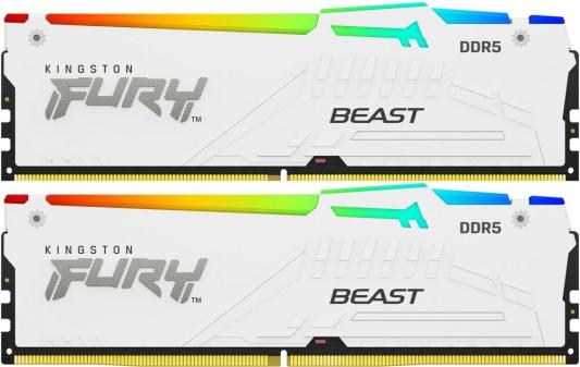 Оперативная память для компьютера Kingston Fury Beast White RGB DIMM 32Gb DDR5 6000 MHz KF560C36BWE2AK2-32
