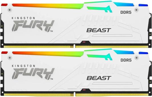 Оперативная память для компьютера Kingston Fury Beast White RGB DIMM 64Gb DDR5 5600 MHz KF556C36BWEAK2-64