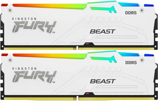 Оперативная память для компьютера Kingston Fury Beast White RGB DIMM 32Gb DDR5 5600 MHz KF556C40BWAK2-32
