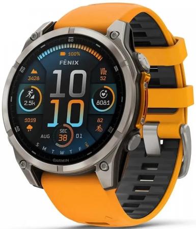 Смарт-часы Garmin Fenix 8 AMOLED Sapphire титановый серый, оранжевый 47мм