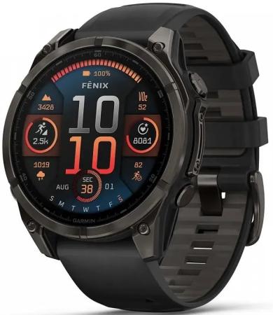 Смарт-часы Garmin Fenix 8 AMOLED Sapphire угольно-черный DLC, черный 47мм
