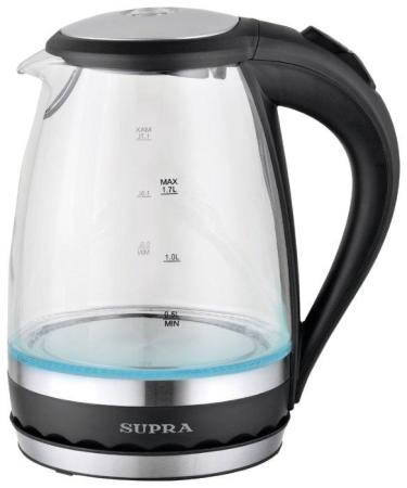 Чайник Supra KES-2003N 2200 Вт прозрачный чёрный 1.7 л пластик/стекло (Уценка, поврежденная упаковка)