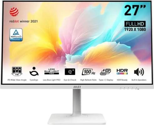 Монитор 27&quot; MSI Modern MD2712PW White (IPS, 1920x1080, HDMI+Type C, 1 ms, 178°/178°, 300 cd/m, 1000:1 (100M:1), 100Hz)