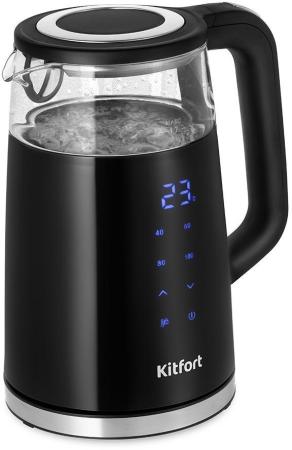 Чайник электрический KitFort КТ-6611, 2200Вт, черный и серебристый