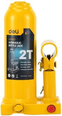 Домкрат бутылочный гидравлический Deli DQ71002 макс.грузоподъемность 2 т, высота подхвата 180мм, высота подъема 333мм, рабочий ход 105мм, ход выдвижного винта 48мм