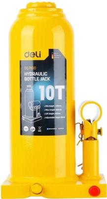 Домкрат бутылочный гидравлический Deli DQ71010 макс.грузоподъемность 10 т, высота подхвата 230мм, высота подъема 460мм, рабочий ход 150мм, ход выдвижного винта 80мм