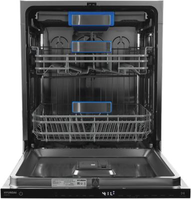Встраиваемая посудомоечная машина Hyundai HBD 665,  полноразмерная, ширина 59.8см, полновстраиваемая, загрузка 16 комплектов, нержавеющая сталь