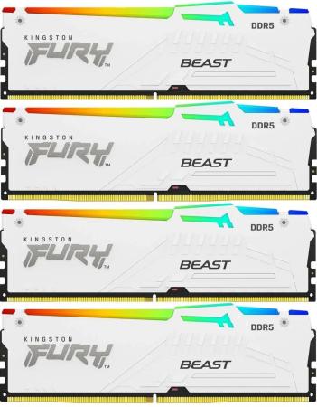 Память оперативная/ Kingston 128GB 5200MT/s DDR5 CL40 DIMM (Kit of 4) FURY Beast White RGB XMP
