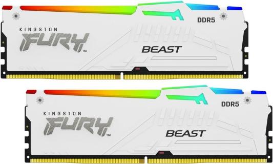 Оперативная память для компьютера Kingston Fury Beast White RGB DIMM 32Gb DDR5 5200 MHz KF552C40BWAK2-32