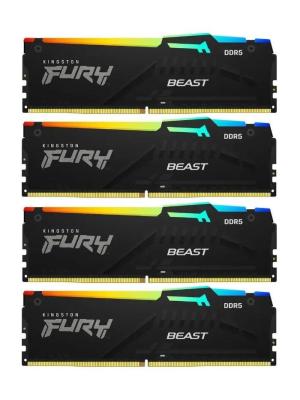 Оперативная память для компьютера Kingston Fury Beast Black RGB DIMM 64Gb DDR5 5200 MHz KF552C40BBAK4-64