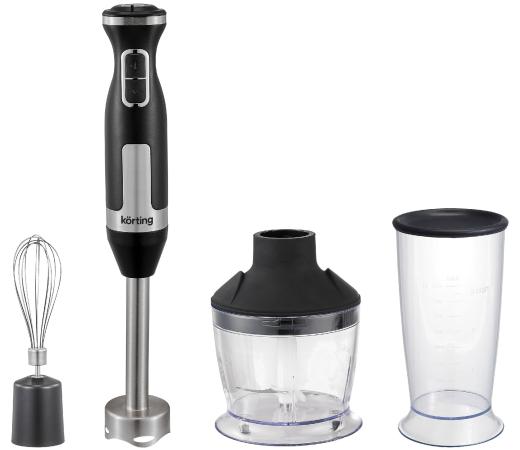 Блендер погружной KORTING/ Блендер погружной KORTING, кнопочное управление, 20 скоростей, 3 насадки, объем чаши 800 мл, турборежим, защита от перегрева/перегрузки, материал корпуса металл/пластик, мощность 1400 Вт, цвет черный