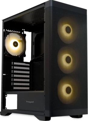 Корпус без блока питания/ HSPD M520, Mesh Mid Tower, Black, slide TG, 0.45 SPCC, 4x120mm ARGB ATX, mATX, mITX 160/330/184mm 2x2.5", -, 7xPCI 2xUSB-A 3.0, 1xUSB-A 1.0 390x200x449mm