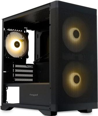 Корпус без блока питания/ HSPD M320, Mesh Mini-tower, Black, slide TG, 0.45 SPCC, 2x140mm ARGB+1x120mm ARGB mATX, mITX 160/340/184mm 2x2.5", 2x3.5", 4xPCI 2xUSB-A 3.0, 1xUSB-A 1.0 390x200x385mm