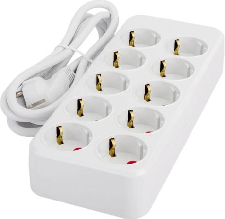 AY-KA Удлинитель 10-местн. 2м. 16А 250В с/з шторки, белый 7701002 7701002