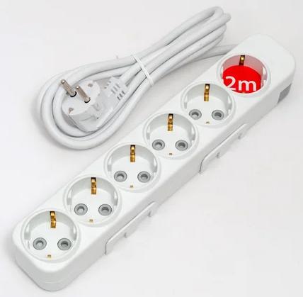 ELBI Myra Удлинитель с/з 6вх с защитными шторками 2м (3x1,5) 527-010202-621