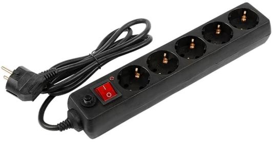 General Lighting Systems Фильтр сетевой 5 розеток, с заземлением и выключателем, 7 метров, 16А, Черный GPS-5-16-3x1-700-B 471007