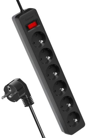 КОСМОС Сетевой фильтр 1,8м 6 гнезд, пвс 3x1мм2, черный FKsm1.8m-6g(B)16A